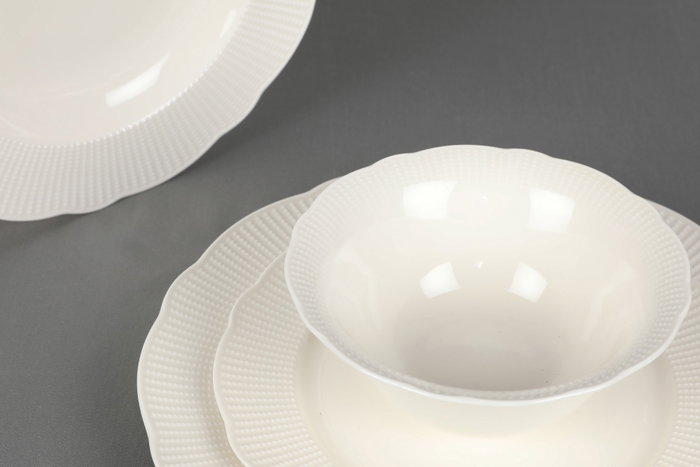 Hermia Juego de Cena de Porcelana de 24 Piezas Blanco Hermia Juego de Cena de Porcelana de 24 Piezas Blanco